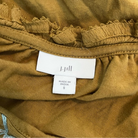 J. Jill Yellow Green Floral Aqua Embroidery Boho Peasant Blouse Sz S See Details - Picture 10 of 10